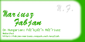 mariusz fabjan business card